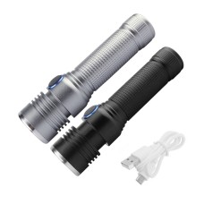 Φακός Αδιάβροχος LED S-18 ασημί επαναφορτιζόμενος με USB OEM 